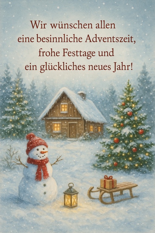 Wir wünschen eine besinnliche Adventszeit, frohe Festage und ein glückliches neues Jahr