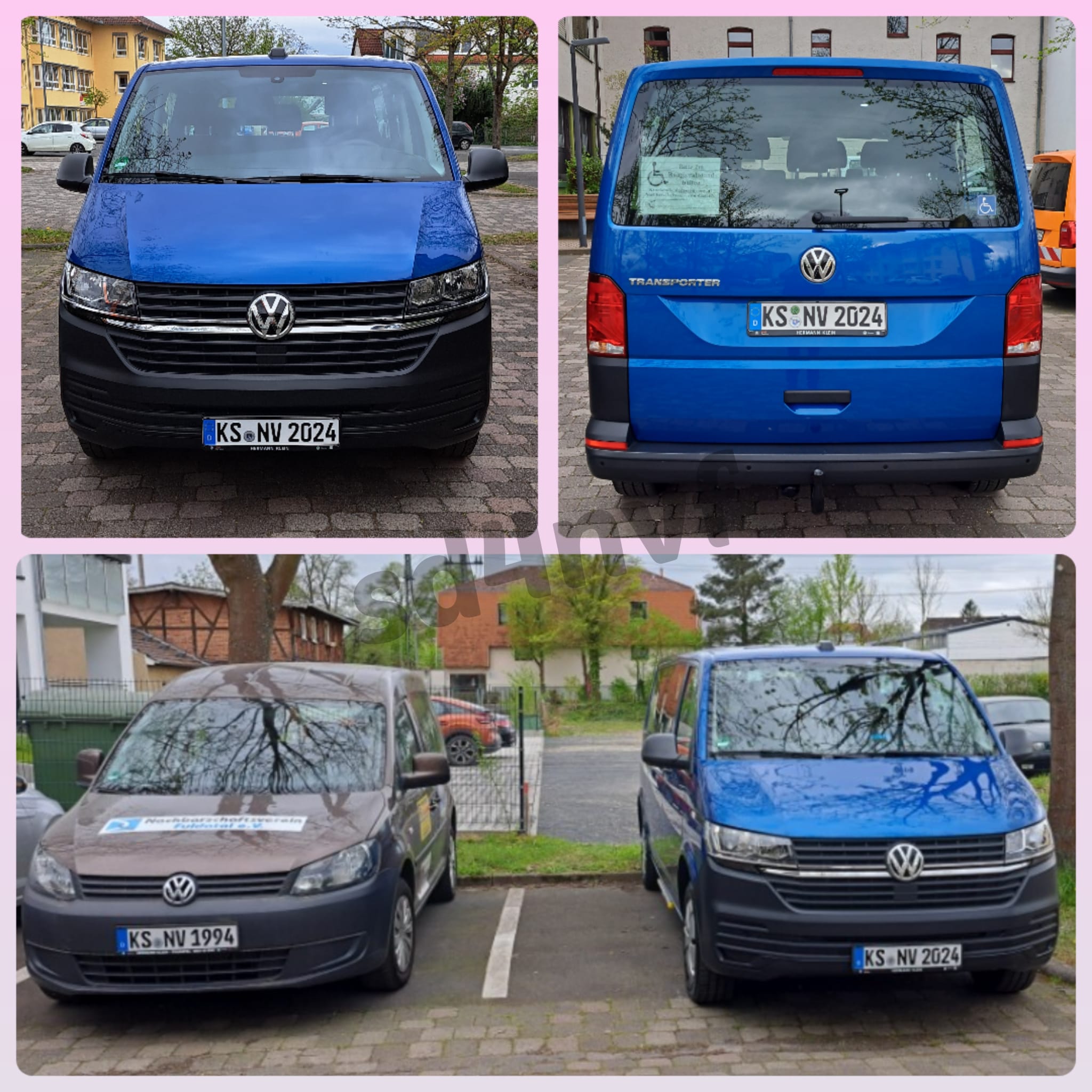 Der neue VW-Bus (blau) des Nachbarschaftsvereins Fuldatal e. V.